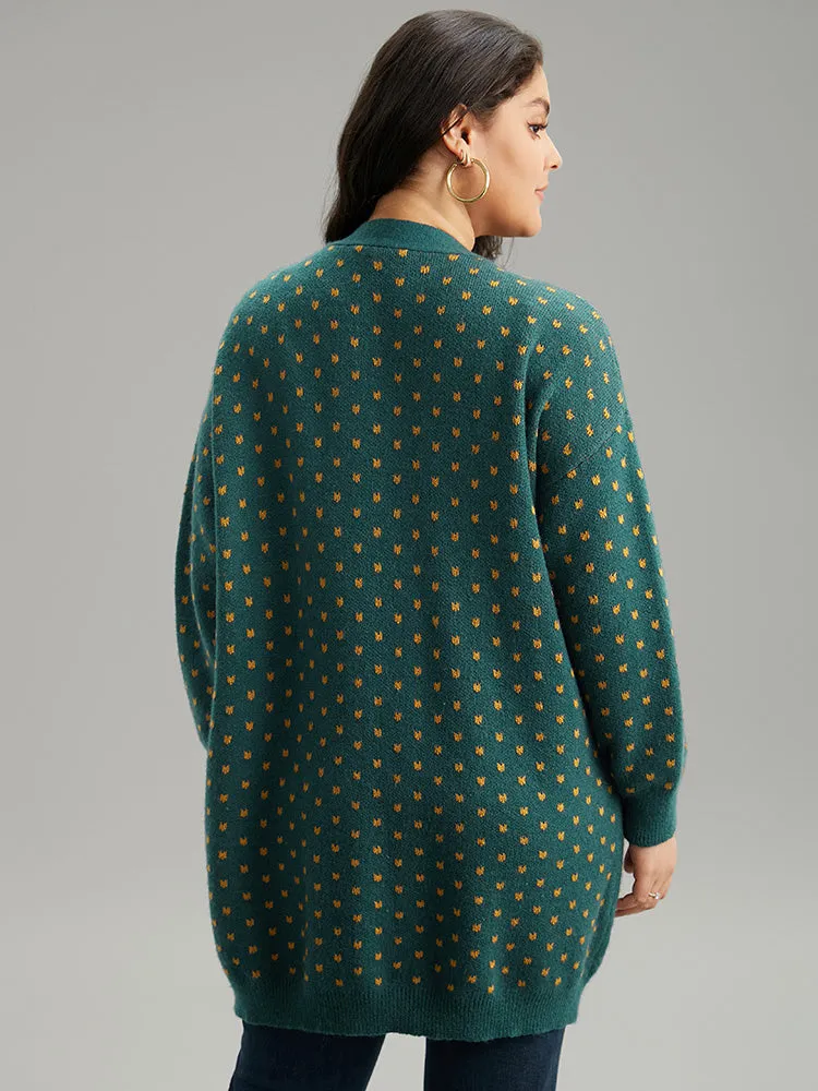 Anti-Pilling Geometric Pocket Open Front Cardigan sold by Bloomchic product image thumbnail 2