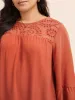 Broderie Anglaise Patchwork Ruffle Sleeve Blouse sold by Bloomchic