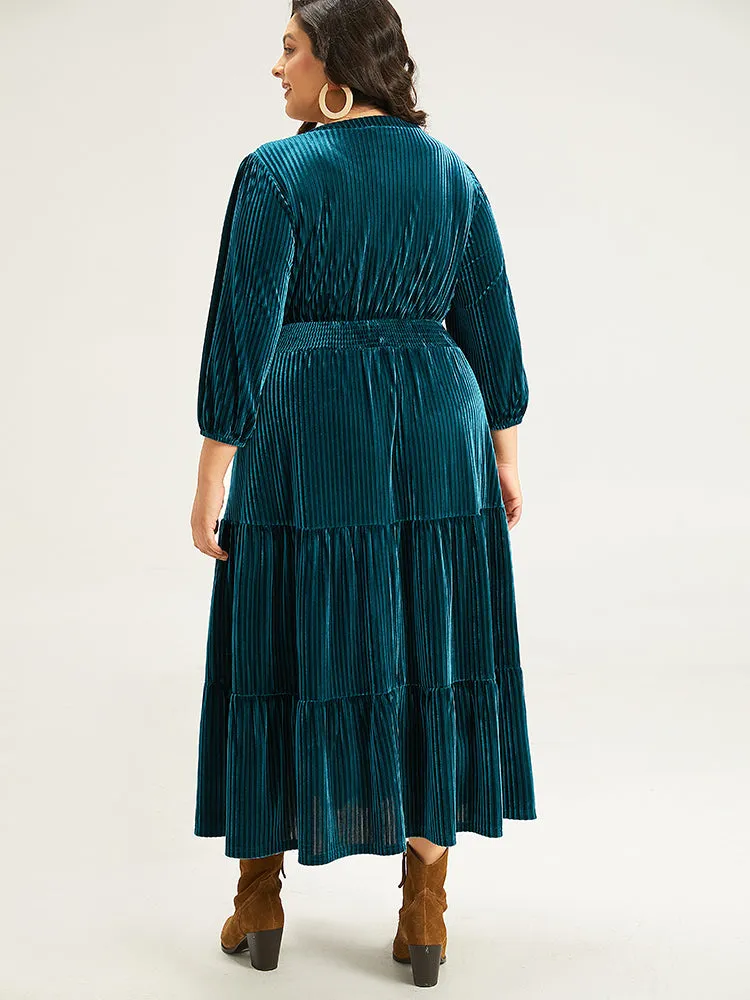 Velvet Shirred Pocket Notched Dress sold by Bloomchic product image thumbnail 3
