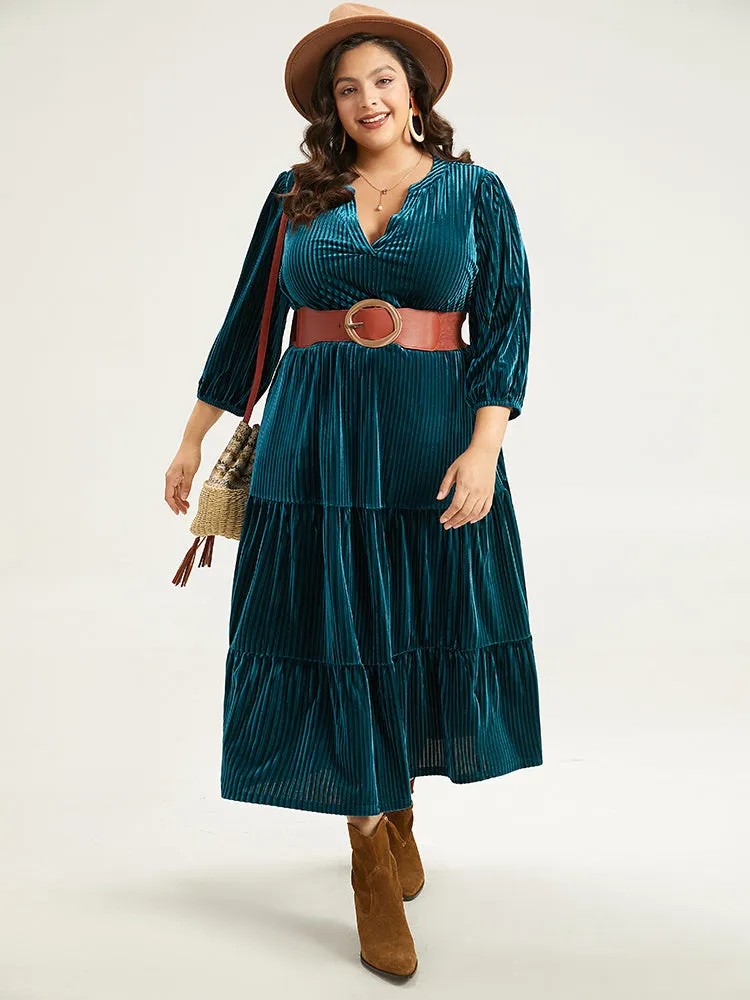 Velvet Shirred Pocket Notched Dress sold by Bloomchic product image thumbnail 5