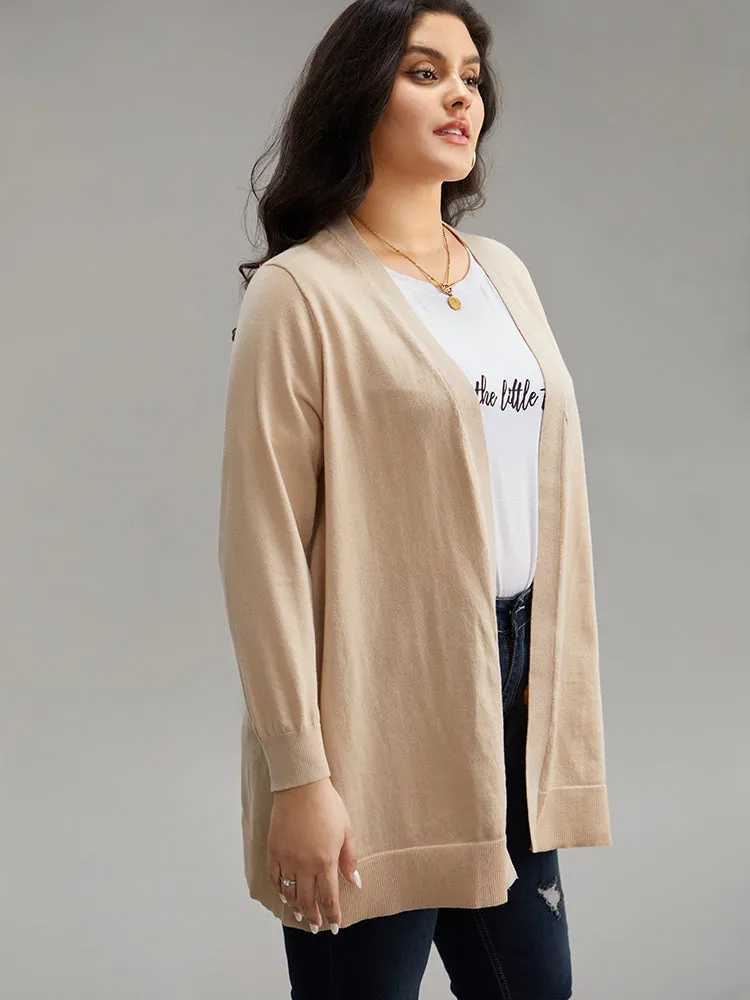 Solid Elastic Cuffs Open Front Cardigan sold by Bloomchic product image thumbnail 4