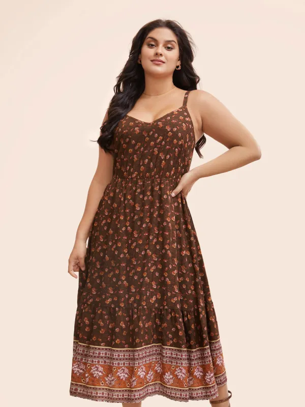 Boho Print Elastic Waist Cami Dress sold by Bloomchic