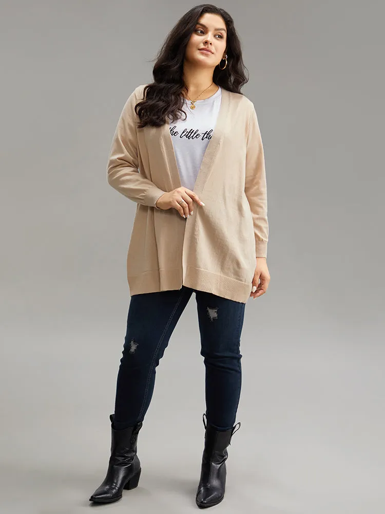 Solid Elastic Cuffs Open Front Cardigan sold by Bloomchic product image thumbnail 5
