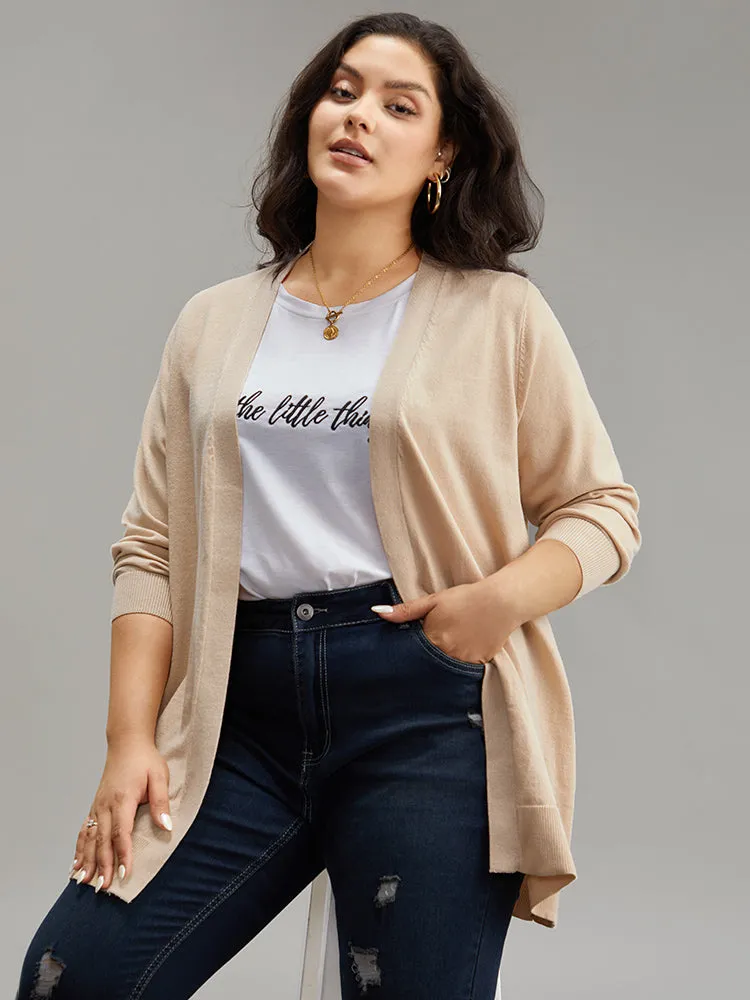 Solid Elastic Cuffs Open Front Cardigan sold by Bloomchic product image thumbnail 2
