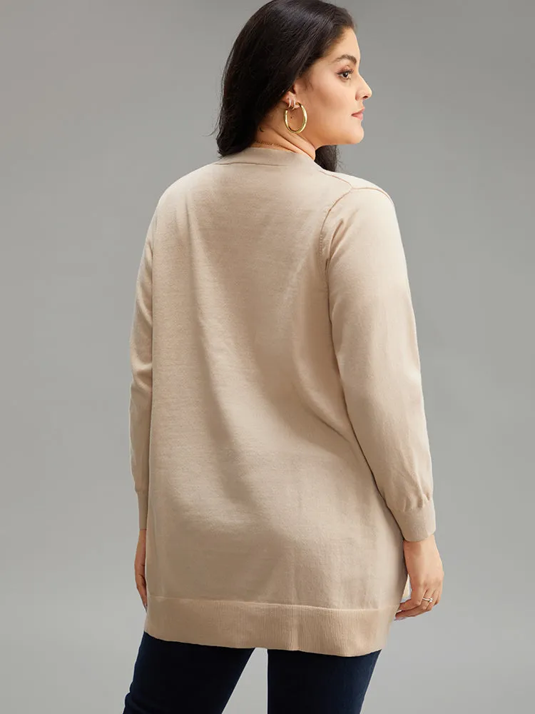 Solid Elastic Cuffs Open Front Cardigan sold by Bloomchic product image thumbnail 3