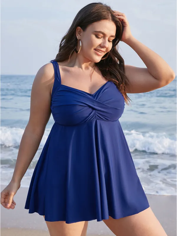 Twist Front Adjustable Straps Tankini Top sold by Bloomchic