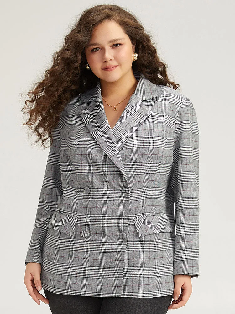 Plaid Lapel Collar Pocket Button Up Blazer sold by Bloomchic