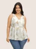 V Neck Floral Print Adjustable Straps Cami Top sold by Bloomchic