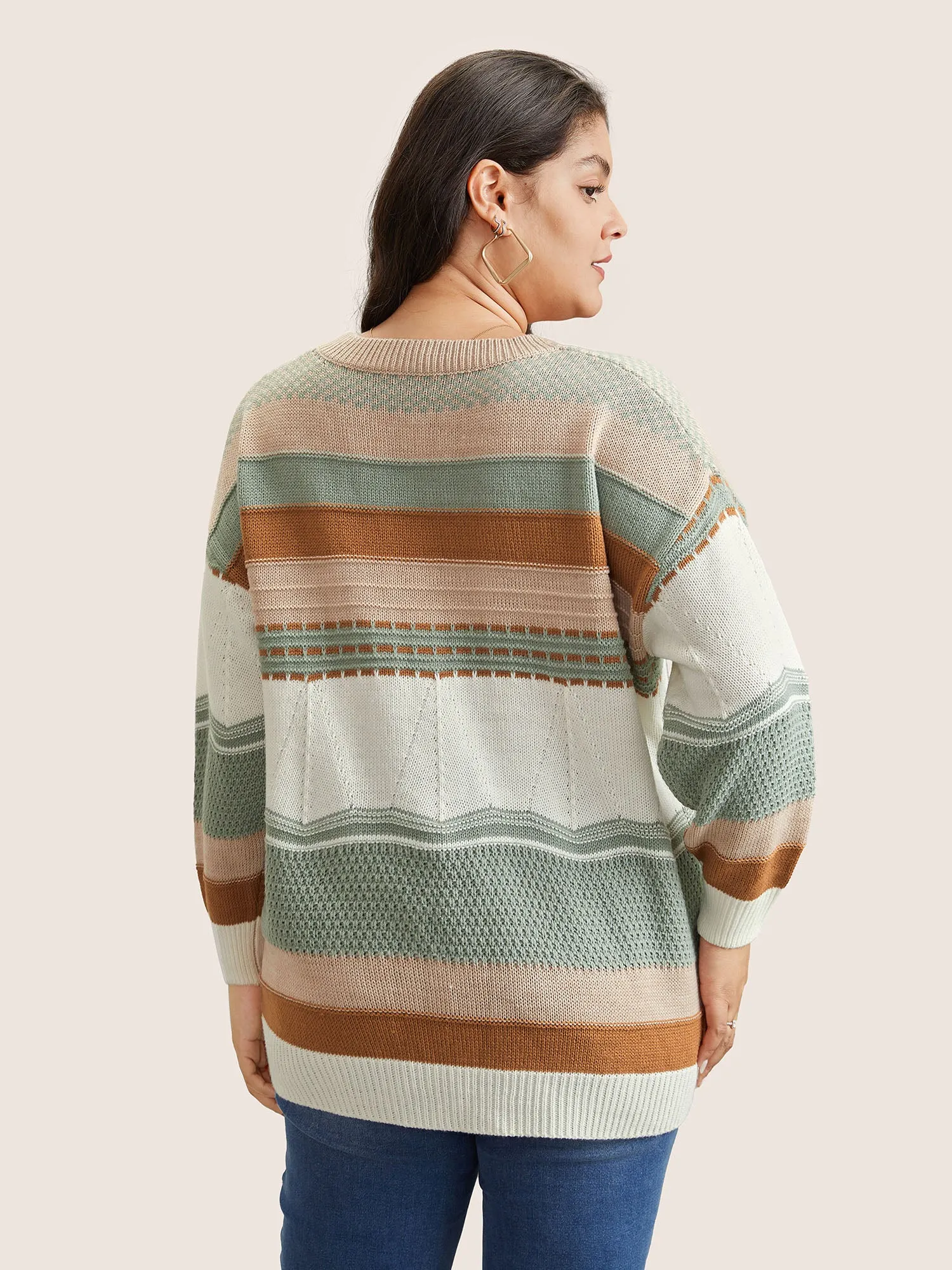 Colorblock Contrast Textured Knit Pullover sold by Bloomchic product image thumbnail 5