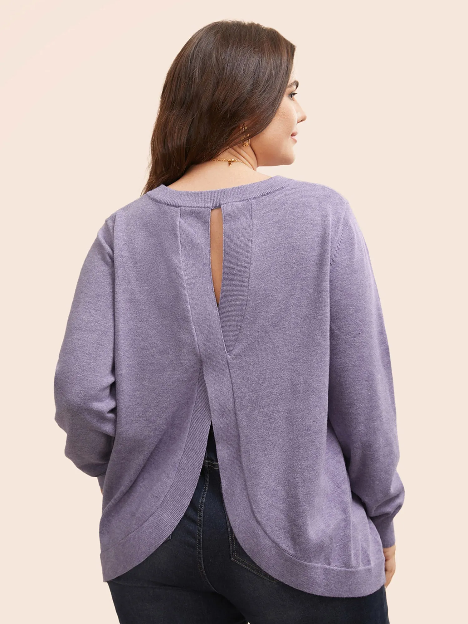 Round Neck Solid Cut Out Pullover sold by Bloomchic