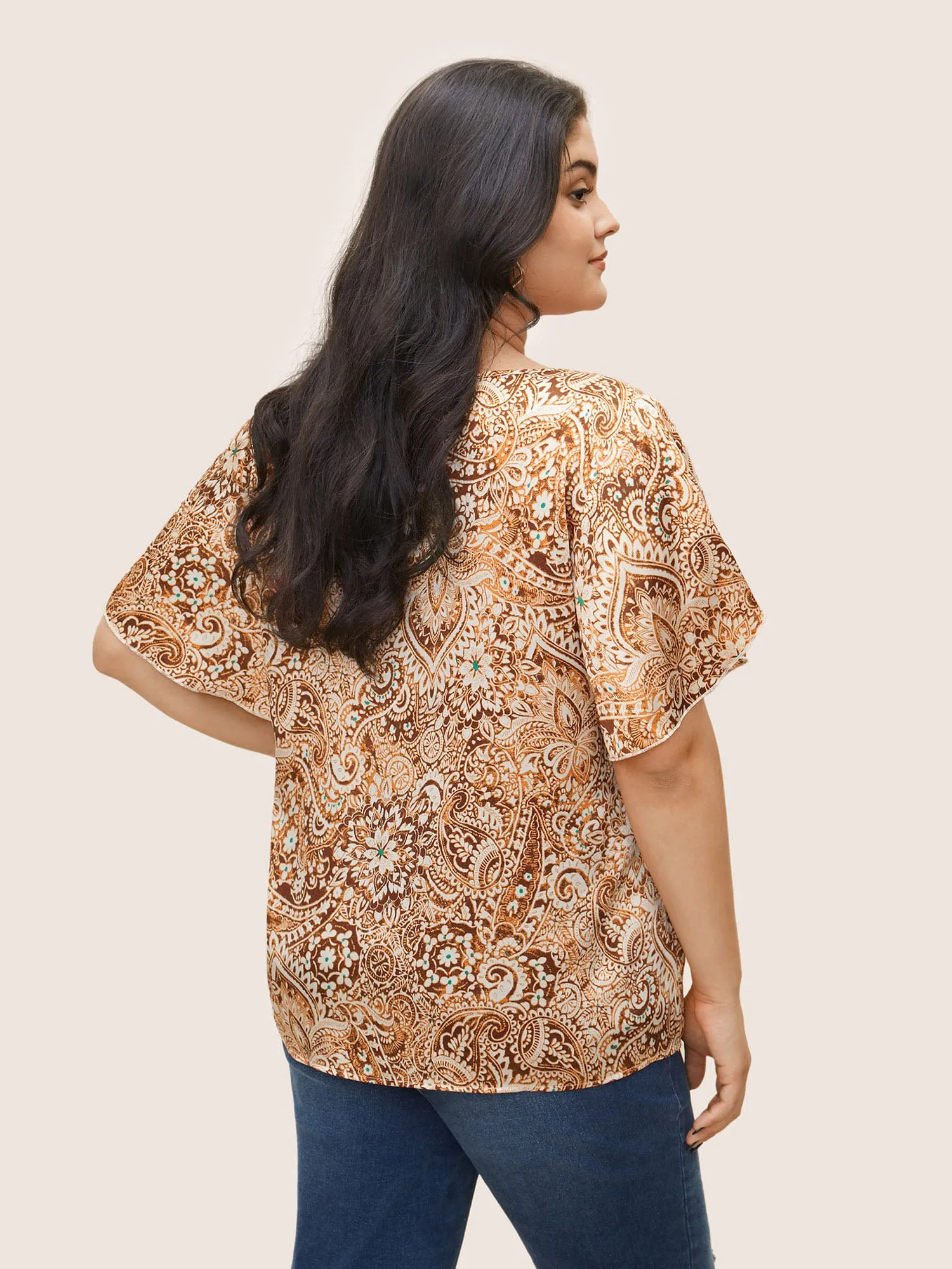 Bandana Print Tassel Trim Petal Sleeve Blouse sold by Bloomchic product image thumbnail 3