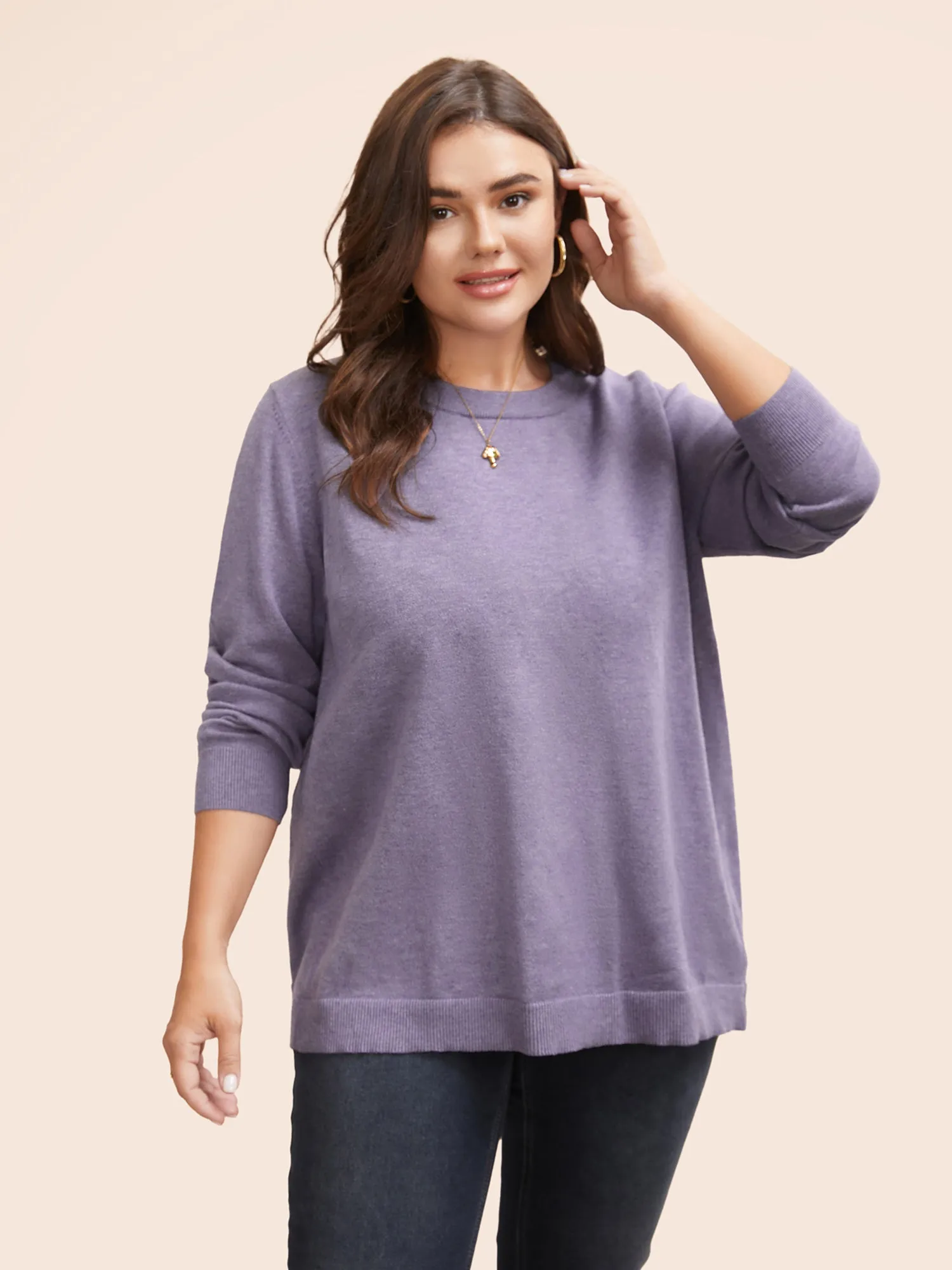 Round Neck Solid Cut Out Pullover sold by Bloomchic product image thumbnail 2