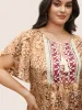 Bandana Print Tassel Trim Petal Sleeve Blouse sold by Bloomchic
