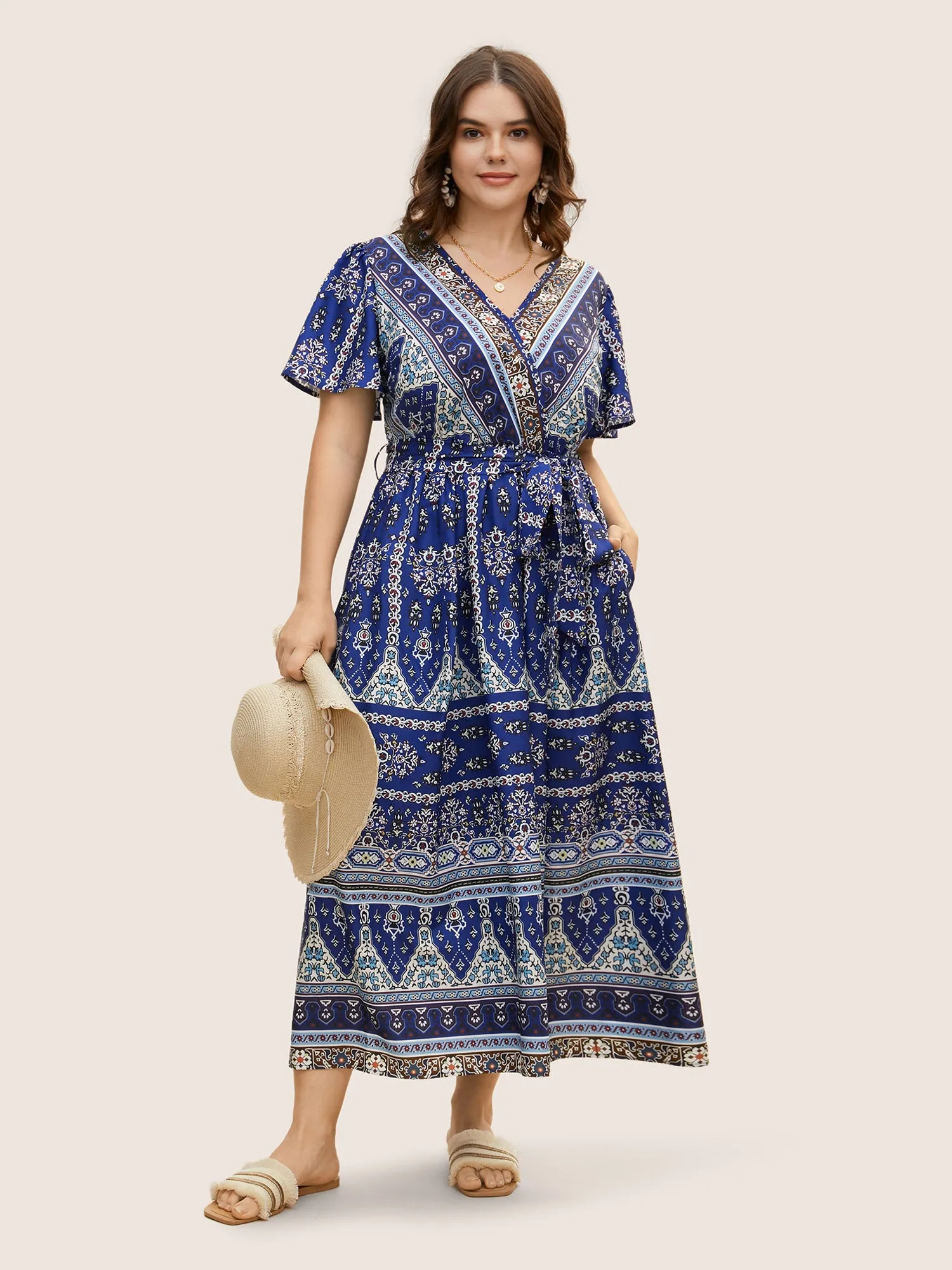 Bandana Print Wrap Gathered Maxi Dress sold by Bloomchic product image thumbnail 2