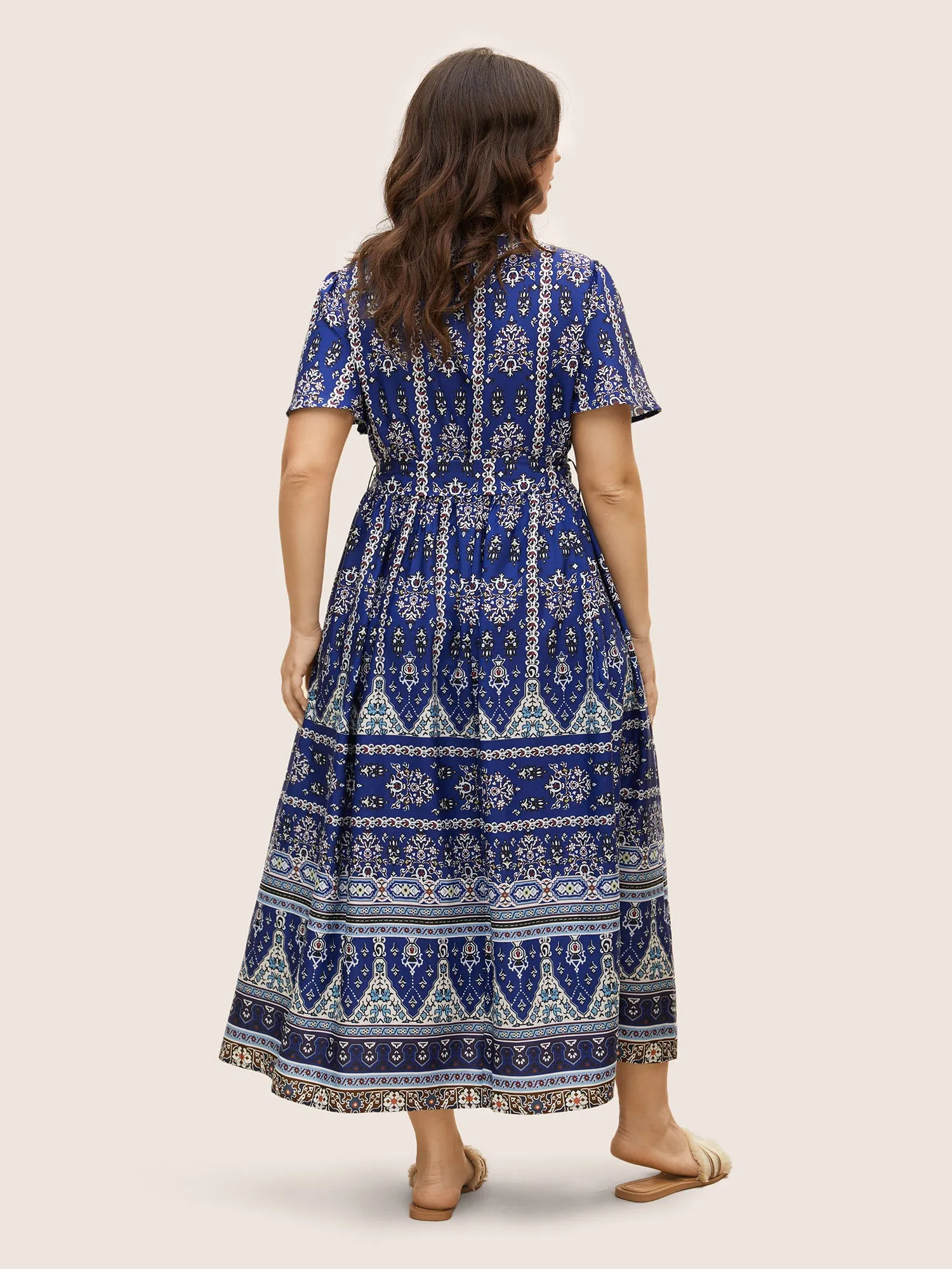 Bandana Print Wrap Gathered Maxi Dress sold by Bloomchic product image thumbnail 4