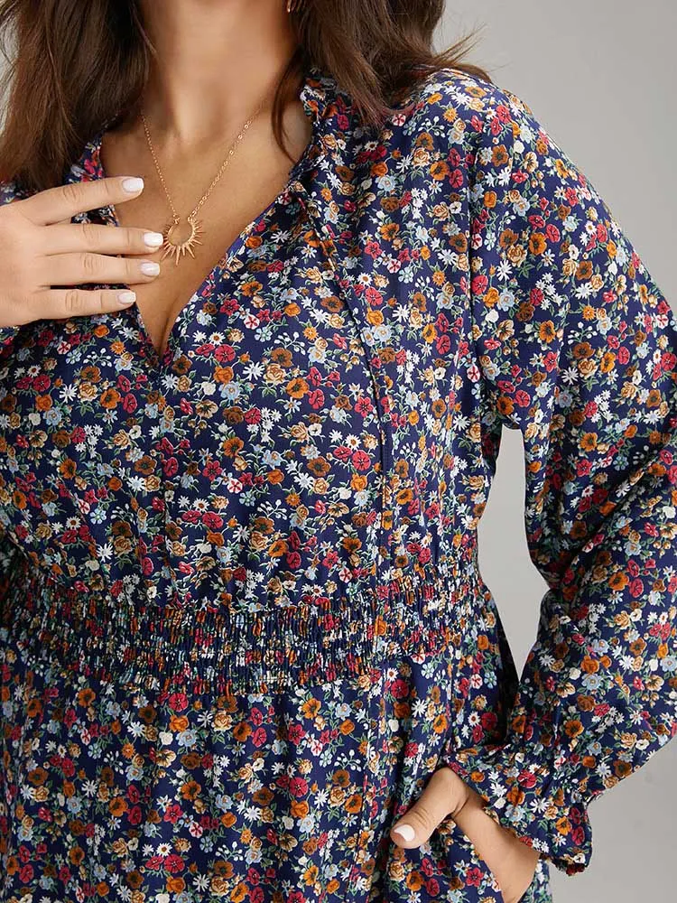 Ditsy Floral Shirred Frill Trim Ties Dress sold by Bloomchic product image thumbnail 5