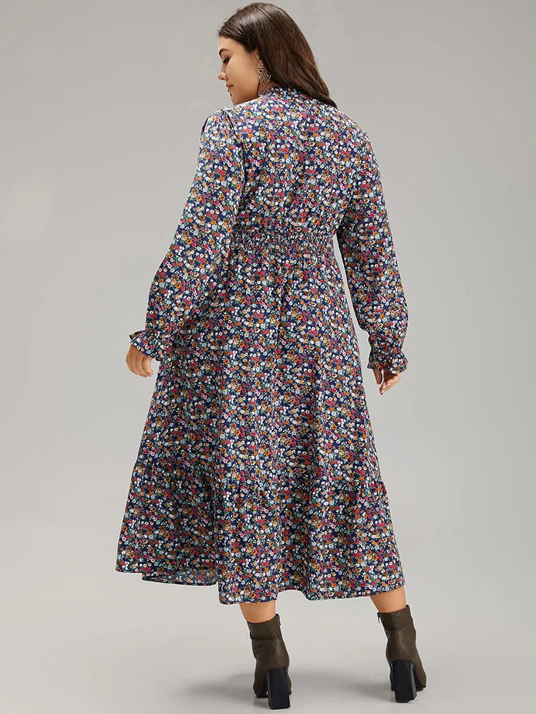 Ditsy Floral Shirred Frill Trim Ties Dress sold by Bloomchic product image thumbnail 2