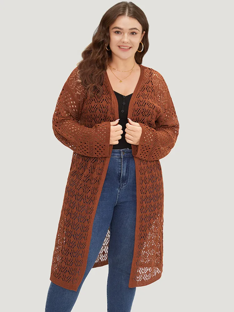 Plain Hollow Out Split Side Maxi Cardigan sold by Bloomchic product image thumbnail 4
