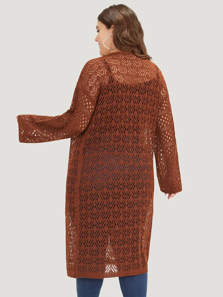 Plain Hollow Out Split Side Maxi Cardigan sold by Bloomchic product image thumbnail 2