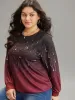 Ombre Star Print Round Neck Sweatshirt sold by Bloomchic