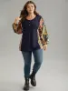 Boho Print Button Up Patchwork Lantern Sleeve Sweatshirt sold by Bloomchic