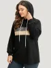 Leopard Patchwork Contrast Hooded Drawstring Sweatshirt sold by Bloomchic