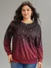 Ombre Star Print Round Neck Sweatshirt sold by Bloomchic