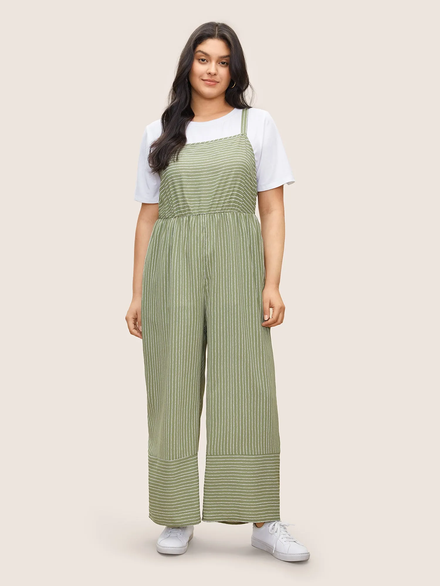 Striped Pocket Elastic Waist Cami Jumpsuit sold by Bloomchic product image thumbnail 2