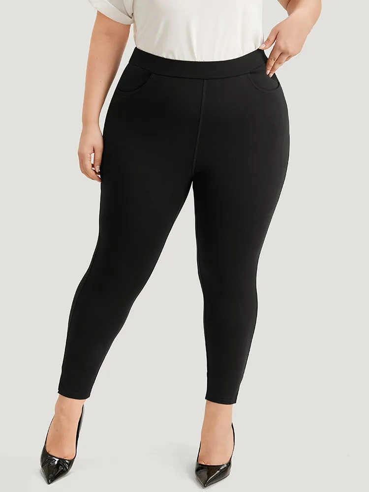 Plain Skinny Split Hem Pocket Pants sold by Bloomchic