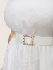 Square Buckle Metal Chain Detail Belt sold by Bloomchic