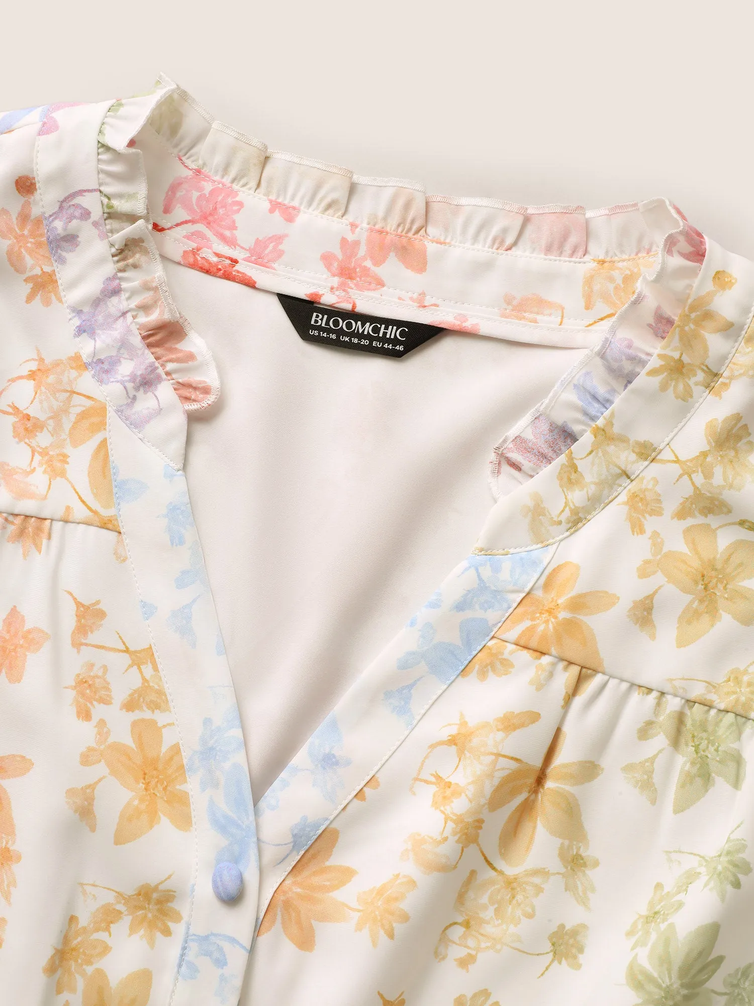 Ombre Floral Print Notched Collar Blouse sold by Bloomchic product image thumbnail 5