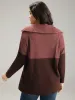 Colorblock Contrast Half Zip Lapel Collar Pullover sold by Bloomchic