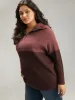 Colorblock Contrast Half Zip Lapel Collar Pullover sold by Bloomchic