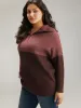 Colorblock Contrast Half Zip Lapel Collar Pullover sold by Bloomchic