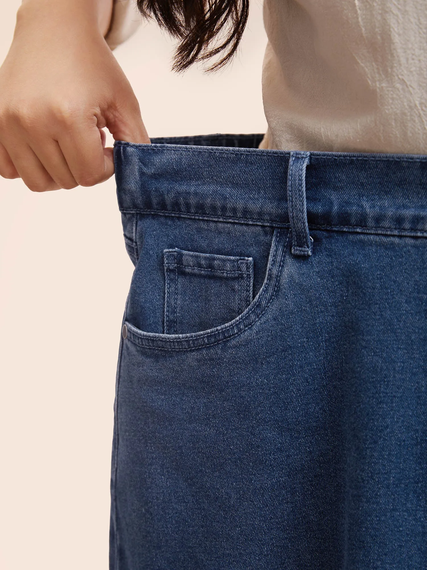 Stretch Denim Back Slit Midi Skirt sold by Bloomchic product image thumbnail 4