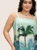 Boho Coconut Tree Print Arc Hem Cami Top sold by Bloomchic