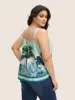 Boho Coconut Tree Print Arc Hem Cami Top sold by Bloomchic