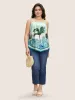 Boho Coconut Tree Print Arc Hem Cami Top sold by Bloomchic