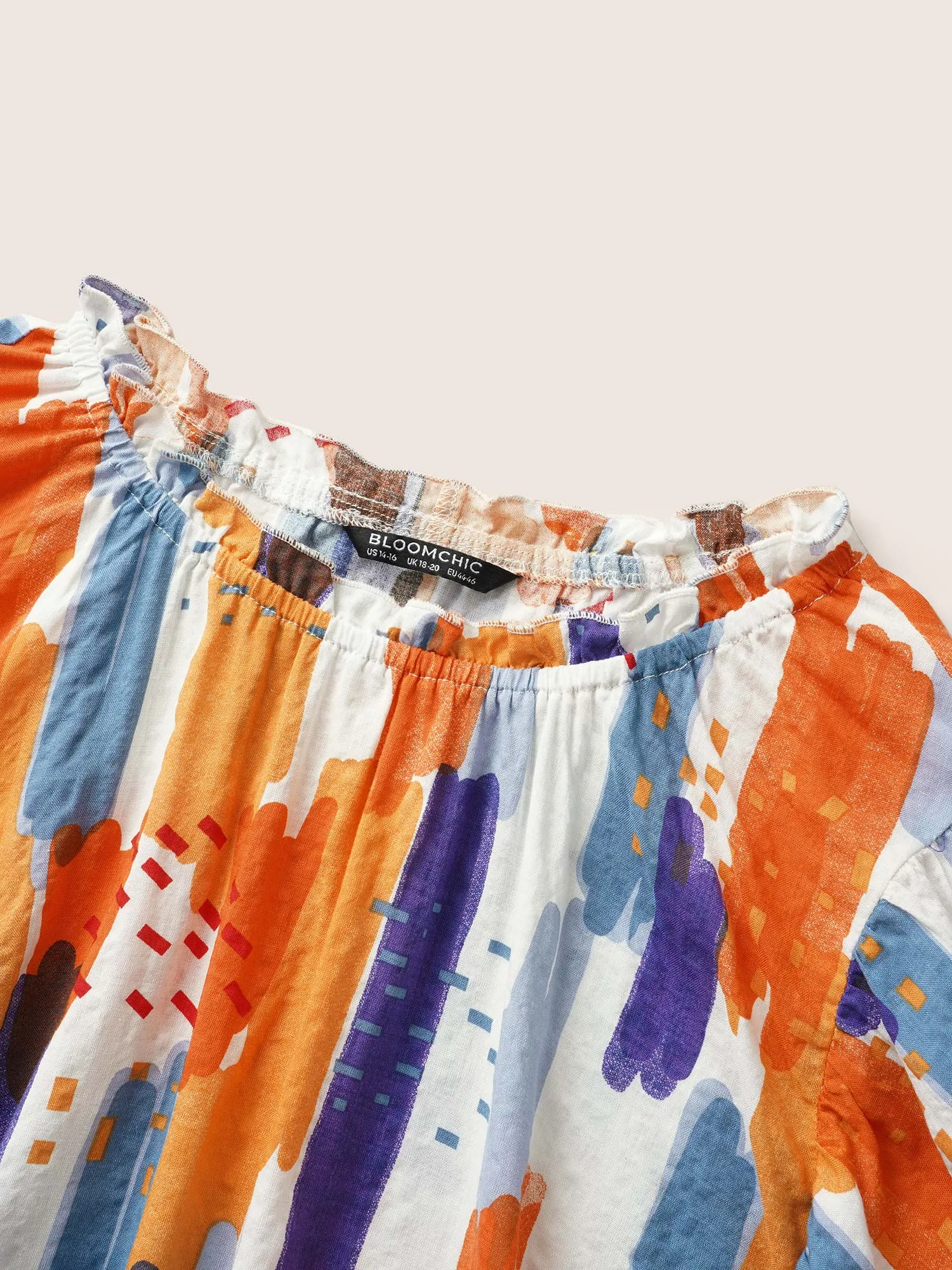 Brush Print Split Side Cap Sleeve Blouse sold by Bloomchic product image thumbnail 5