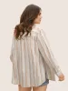 Cotton Striped Shirt Collar Tab Sleeve Blouse sold by Bloomchic