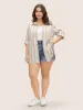 Cotton Striped Shirt Collar Tab Sleeve Blouse sold by Bloomchic