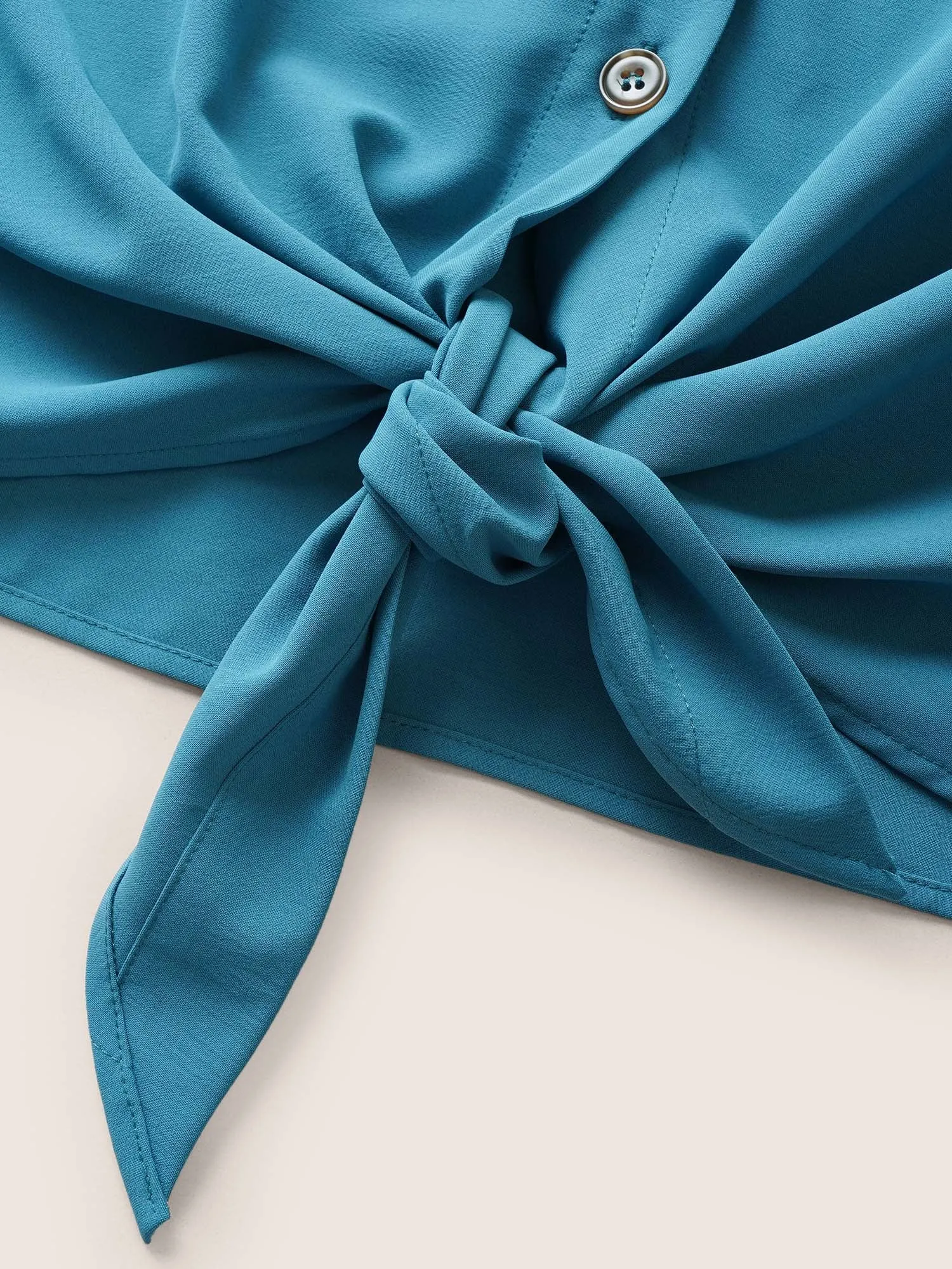 Shirt Collar Tie Knot Tab Sleeve Blouse sold by Bloomchic product image thumbnail 5