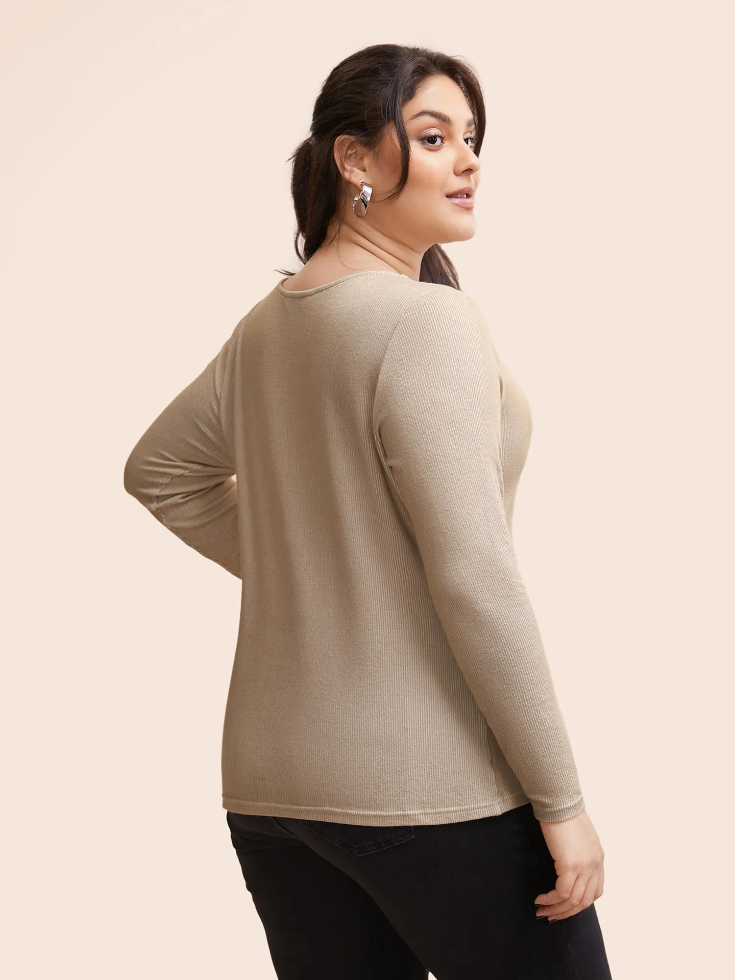 Solid Crew Neck Pit Strip T-shirt sold by Bloomchic product image thumbnail 4