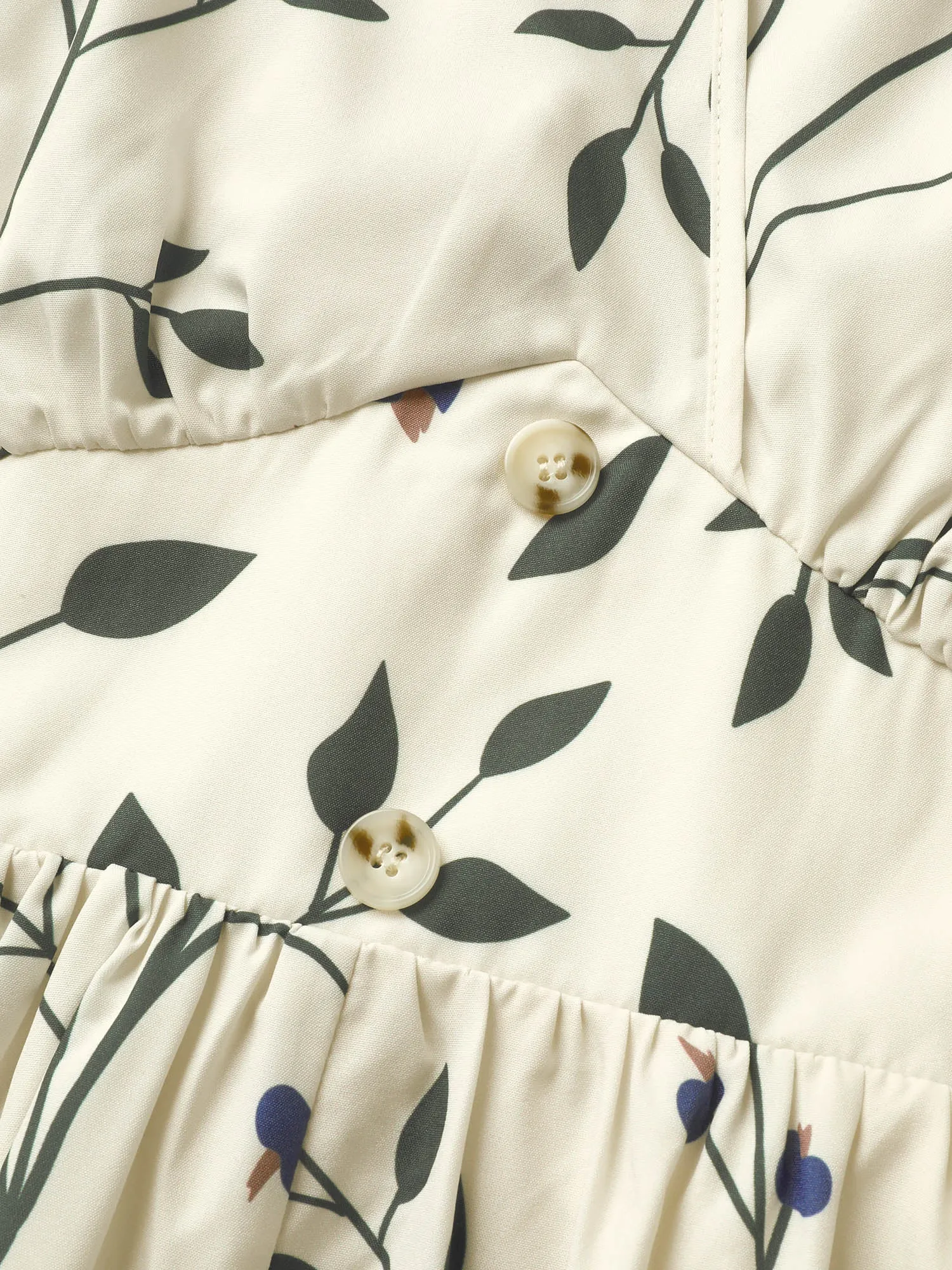 Plants Print Elastic Waist Gathered Wrap Dress sold by Bloomchic product image thumbnail 5