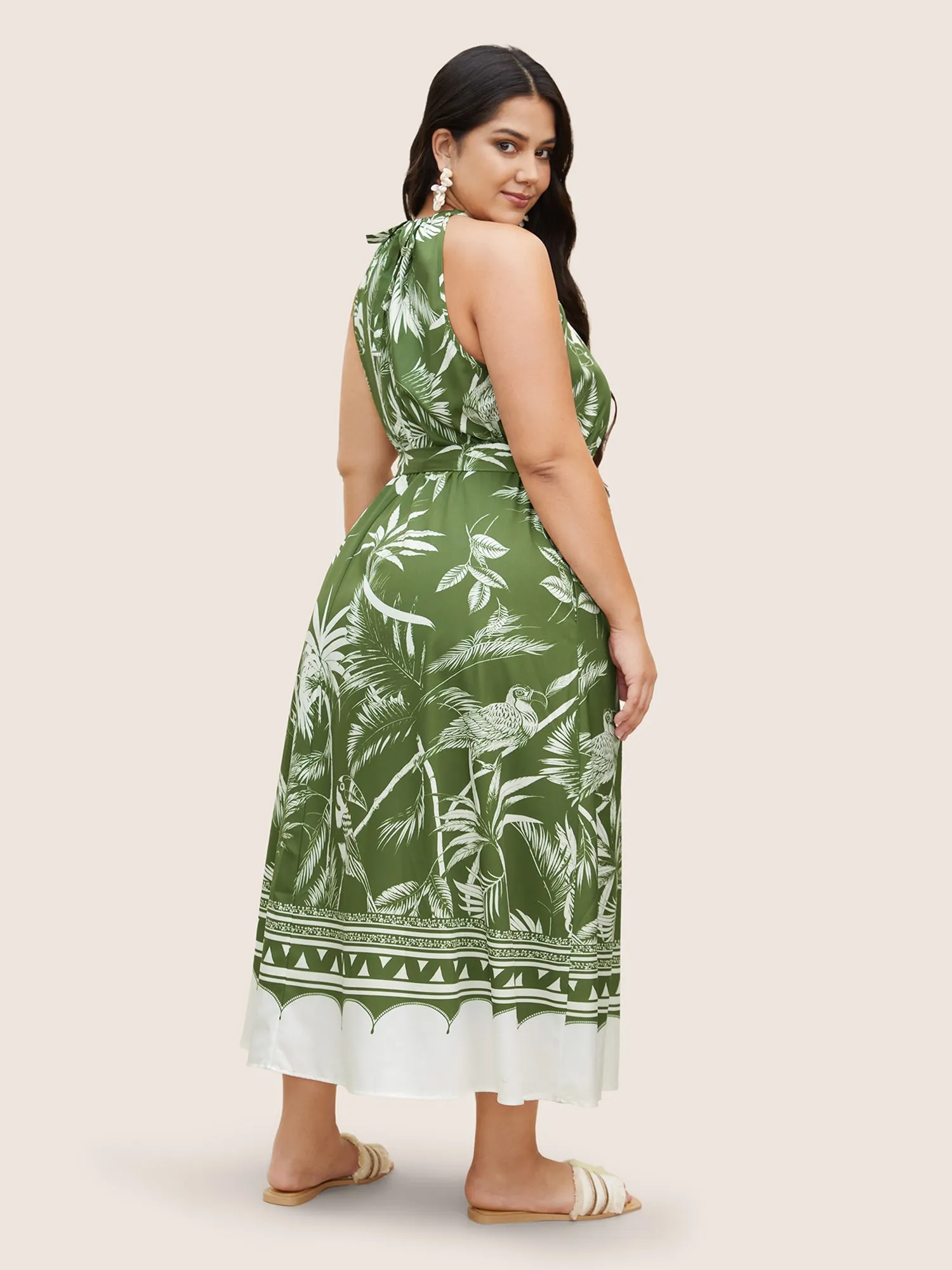 Halter Coconut Pattern Front Pocket Dress sold by Bloomchic product image thumbnail 3