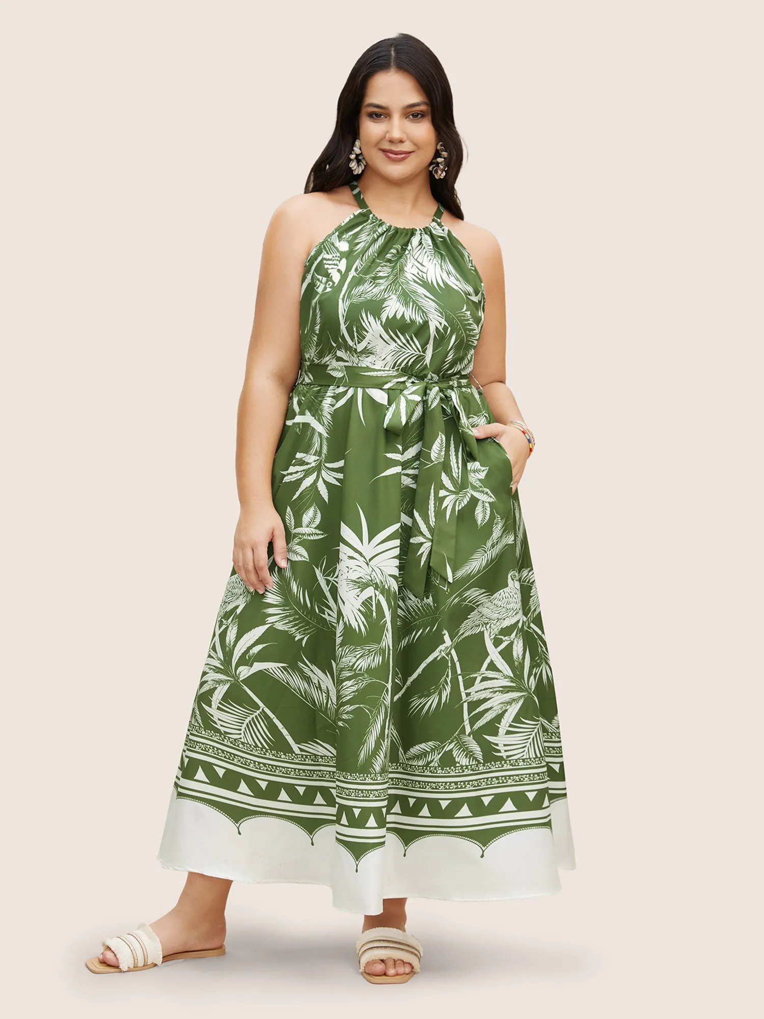 Halter Coconut Pattern Front Pocket Dress sold by Bloomchic product image thumbnail 2