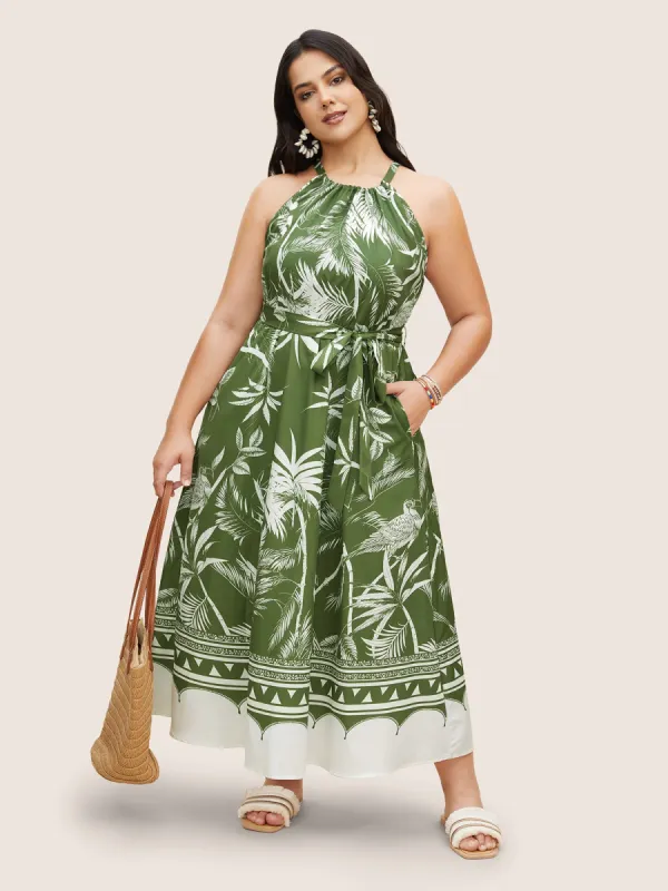 Halter Coconut Pattern Front Pocket Dress sold by Bloomchic