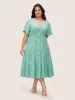 V Neck Shirred Ruffle Layered Hem Dress sold by Bloomchic