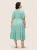 V Neck Shirred Ruffle Layered Hem Dress sold by Bloomchic