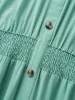 V Neck Shirred Ruffle Layered Hem Dress sold by Bloomchic